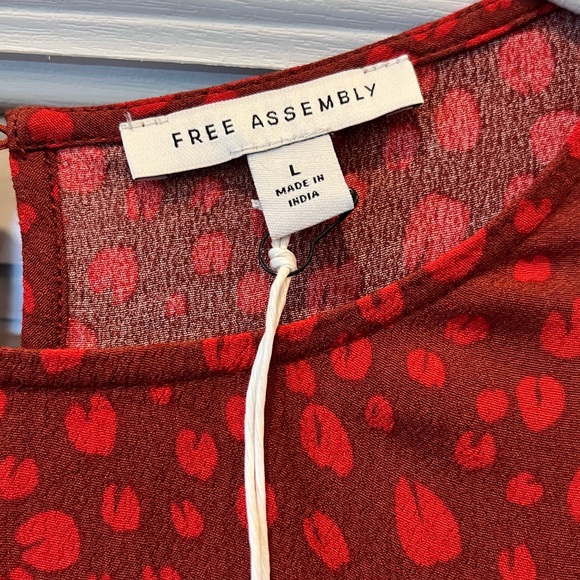 NWT Free Assembly Red Tiered Maxi Dress Size Large; Boho Spotted Maxi Dress - Picture 6 of 12